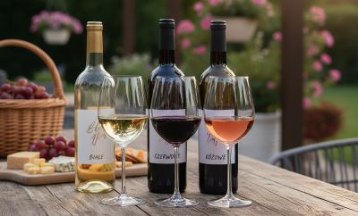 Wina w kieliszkach Kieliszki z winem białym, różowym i czerwonym