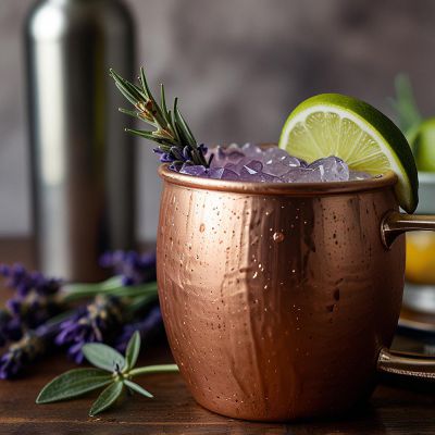 Lavender Mule koktajl z wódki, syropu lawendowego i piwa imbirowego